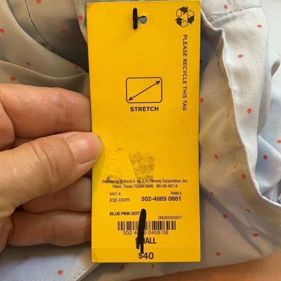 NWT Claiborne light blue shirt with red polka dots - Picture 6 of 8